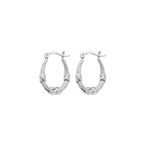 G51040 Silver Oval Knoted Creole Hoop Jewellery - James Moore TH - Modalova