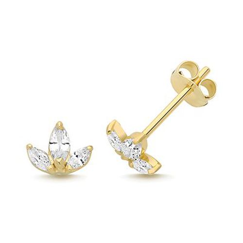 ES2061 9CT YEL GOLD CZ LOTUS STUDS Jewellery - James Moore TH - Modalova