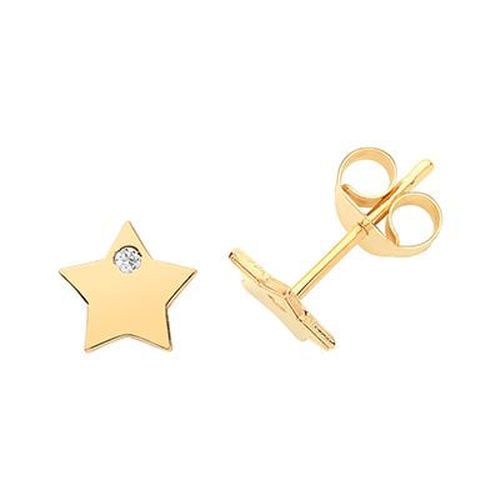 ES630 9ct Yellow Gold Cz Star Stud Earrings Jewellery - James Moore TH - Modalova