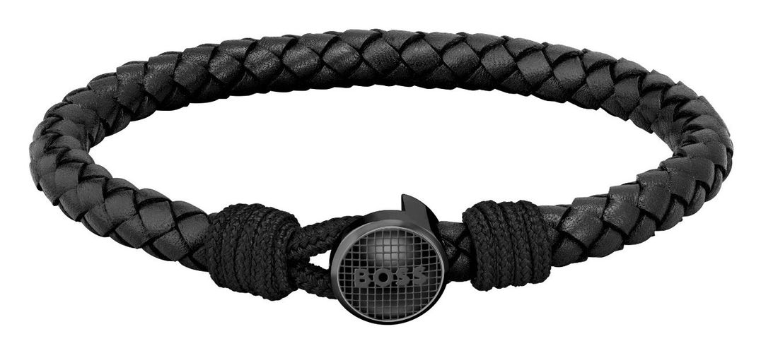 BOSS 1580468M Men's Thad Bracelet | Black Braided Jewellery - BOSS Jewellery - Modalova