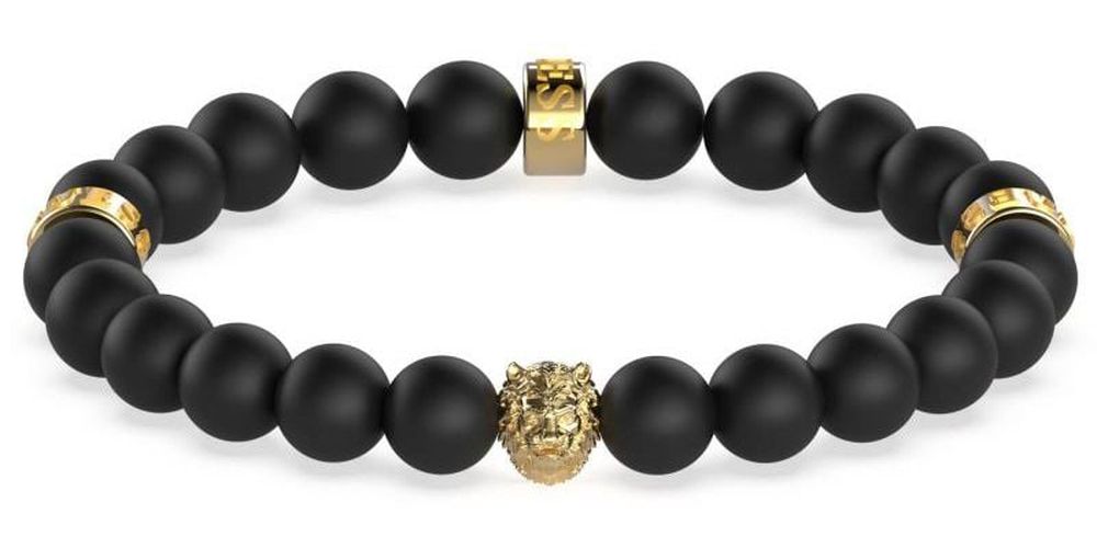 UMB01303YG Mens Black Bead Bracelet Jewellery - Guess - Modalova