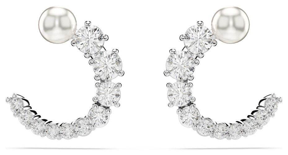 Matrix Hoop Stud Earrings Crystal Pearl Jewellery - Swarovski - Modalova