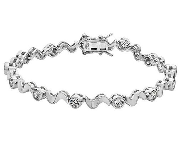 G2379 Unisex TH Silver CZ Curb Braclet Jewellery - James Moore TH - Modalova