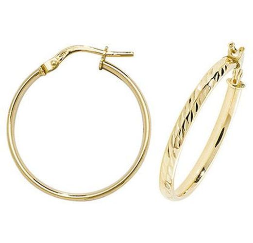 ER1042-20 9CT YEL GOLD 20MM DC HOOP EARRINGS Jewellery - James Moore TH - Modalova