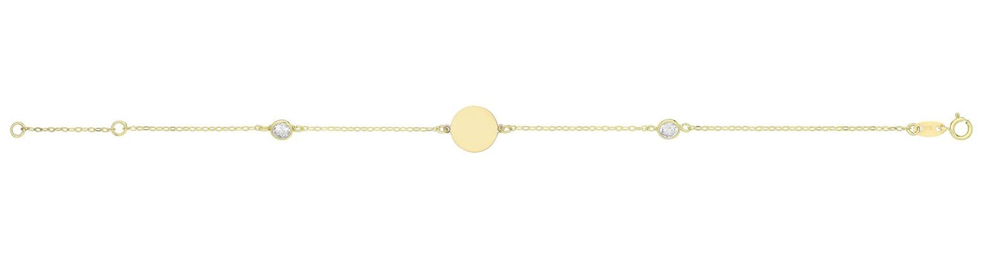 BR672 9CT YEL GOLD ROUND ID BRACELET WITH CZ Jewellery - James Moore TH - Modalova