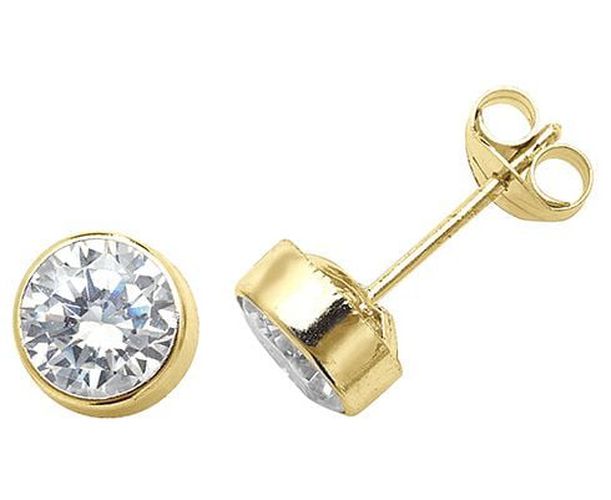 ES233S 9ct Yellow Gold Round Cz Stud Earrings Jewellery - James Moore TH - Modalova