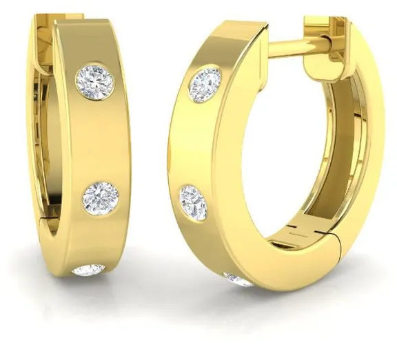 SE6363 9ct Yellow Gold 0.11ct Diamond Huggie Jewellery - James Moore - Modalova