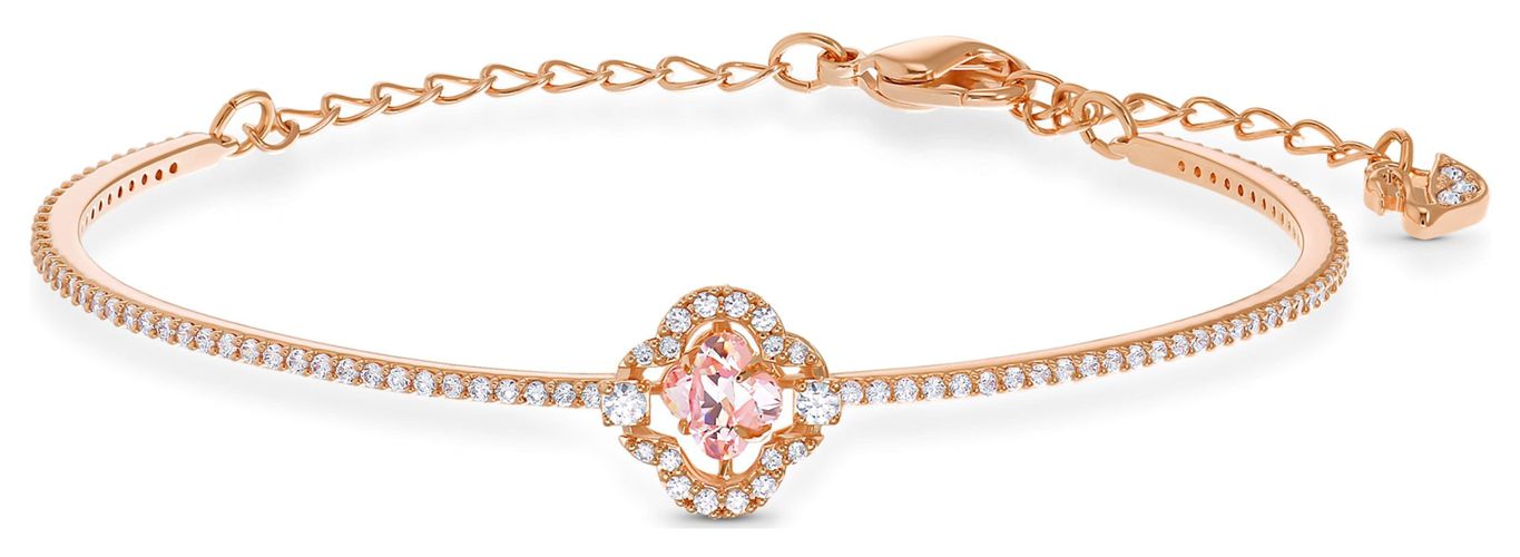 Una Clover Bangle Pink and White Crystals Jewellery - Swarovski - Modalova