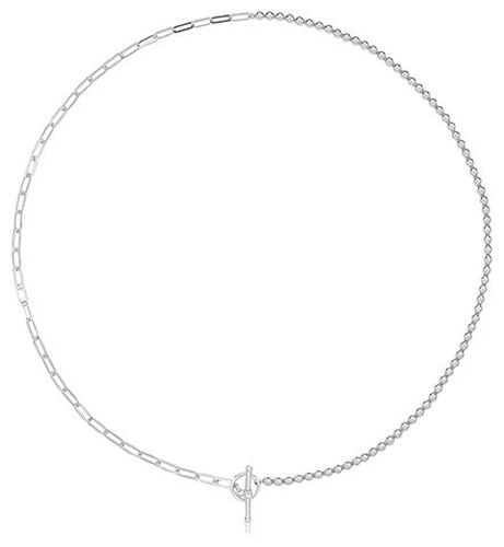 G3408RH SILVER BEAD AND PAPERCLIP CHAIN T BAR Jewellery - James Moore TH - Modalova