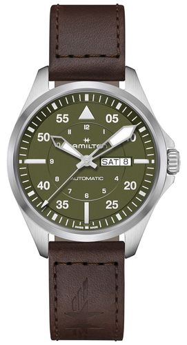 H64635560 Khaki Aviation Pilot Day-Date Automatic ( Watch - Hamilton - Modalova