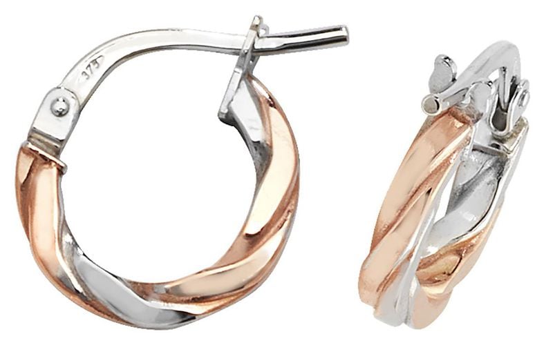 ER1041RW-08 9ct Rose/White Gold 08mm Hoop Jewellery - James Moore TH - Modalova