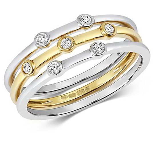 RD199/Q 9ct Gold Diamond Dot Stacker Rings Jewellery - James Moore TH - Modalova