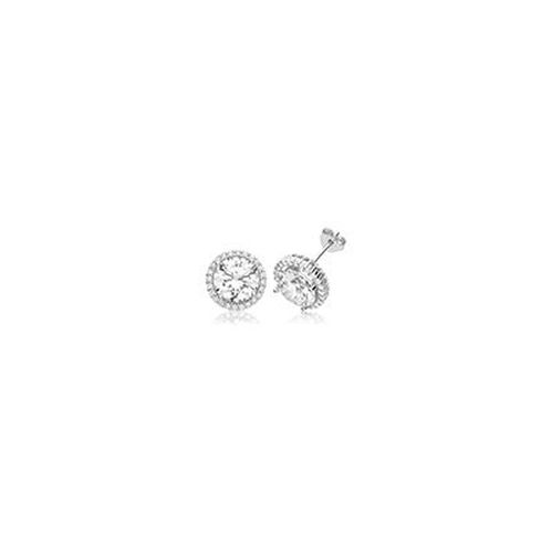 G51369 Silver Cz Halo Cluster Studs Jewellery - James Moore TH - Modalova