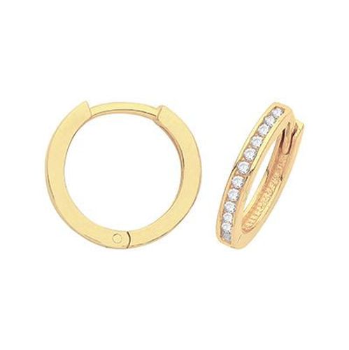 ER001-10 9ct Yellow Gold C/z Hinged Huggie Jewellery - James Moore TH - Modalova