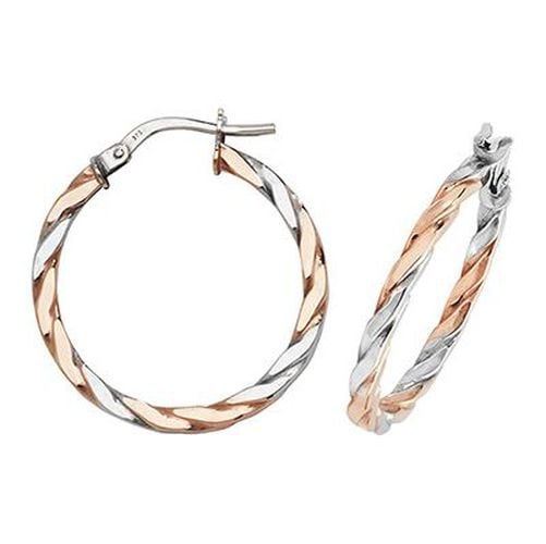 ER1041RW-20 9ct Rose/White Gold 20mm Hoop Jewellery - James Moore TH - Modalova