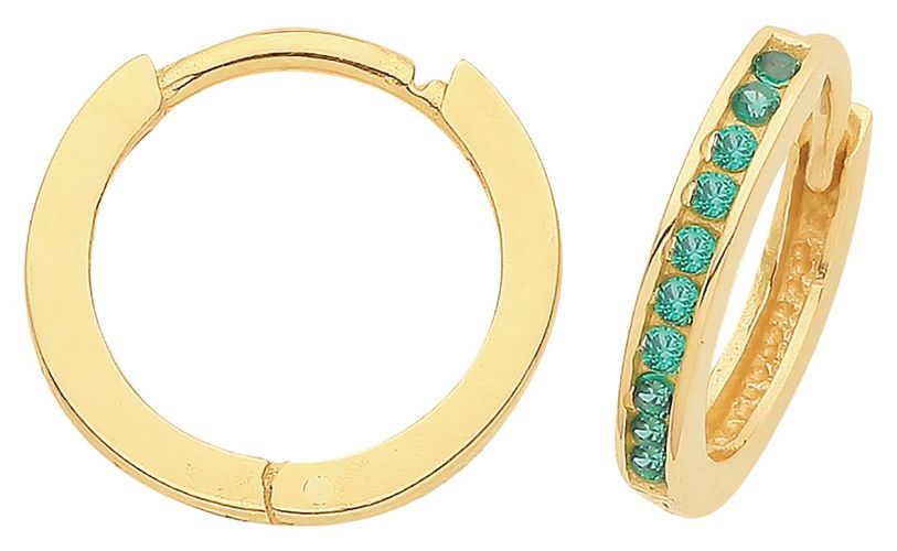 ER001-08E 9CT YEL GOLD HINGED GREEN CZ SET Jewellery - James Moore TH - Modalova