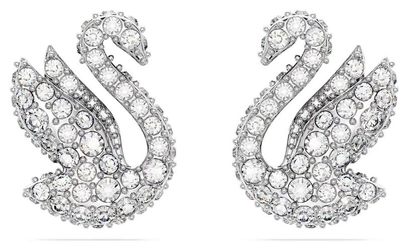 Iconic Swan Stud Earrings | Rhodium Plated Jewellery - Swarovski - Modalova