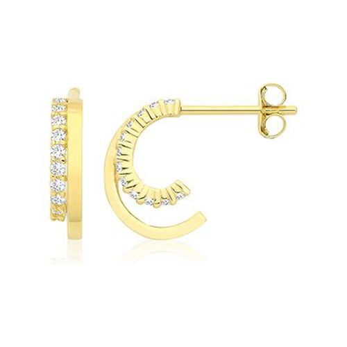 ES2066 9CT YEL GOLD CZ DOUBLE HALF-HOOP Jewellery - James Moore TH - Modalova