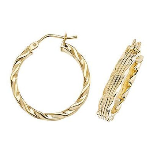 ER995-20 9ct Y/g 20mm Fancy Hoop Earrings Jewellery - James Moore TH - Modalova