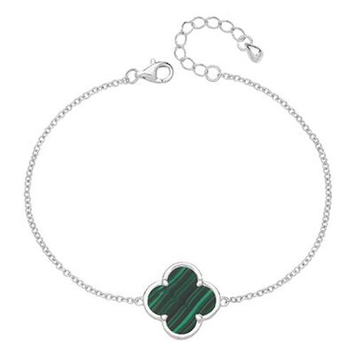 G2717 SILVER RHODIUM MALACHITE CLOVER LEAF Jewellery - James Moore TH - Modalova