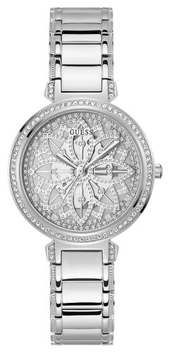 GW0528L1 Women's Crystal Flower Dial Stainless Watch - Guess - Modalova