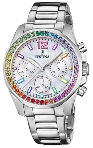 F20606/2 Women's Chronograh | Mother-of-Pearl Dial Watch - Festina - Modalova