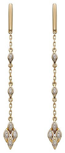 GE2277 9k Yellow Gold Deco Diamond Drop Jewellery - Elements Gold - Modalova