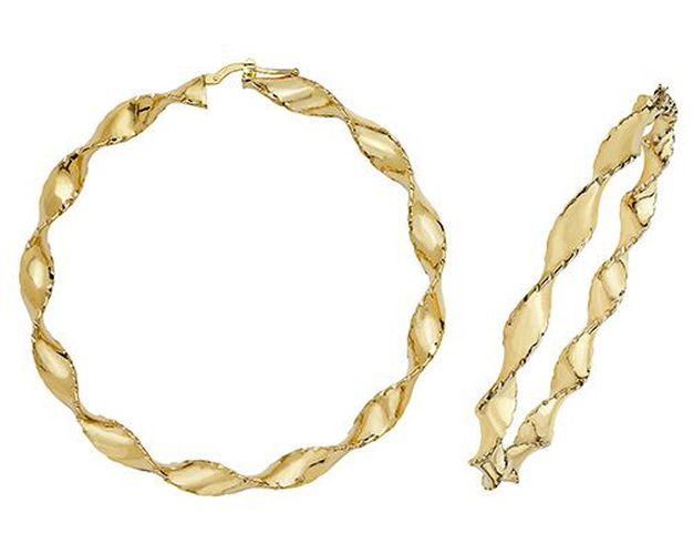 ER208 9CT YEL GOLD 60MM DC HOOP EARRINGS Jewellery - James Moore TH - Modalova