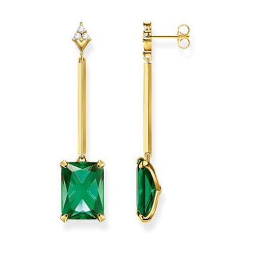 H2176-971-6 Gold plated Earrings Green Stone Jewellery - Thomas Sabo - Modalova