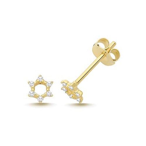 ES2067 9CT YEL GOLD CZ STAR OF DAVID STUDS Jewellery - James Moore TH - Modalova