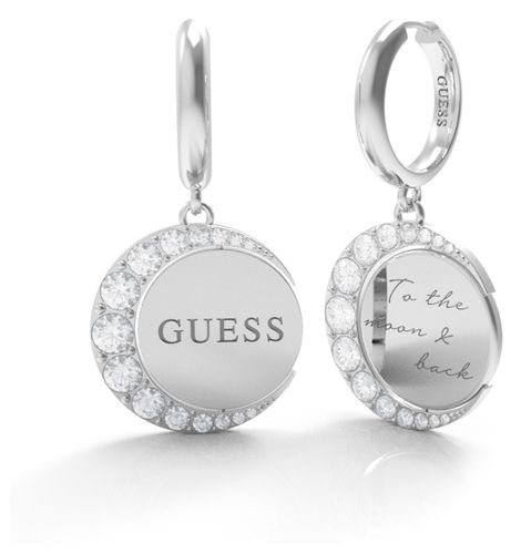 JUBE01192JWRHT/U Rhodium Plated 30mm Huggie Hoops Jewellery - Guess - Modalova