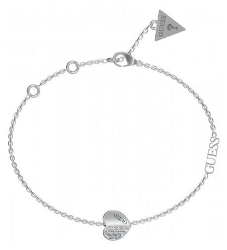 JUBB03036JWRHL Rhodium Plated Plain & Pave Heart Charm Jewellery - Guess - Modalova