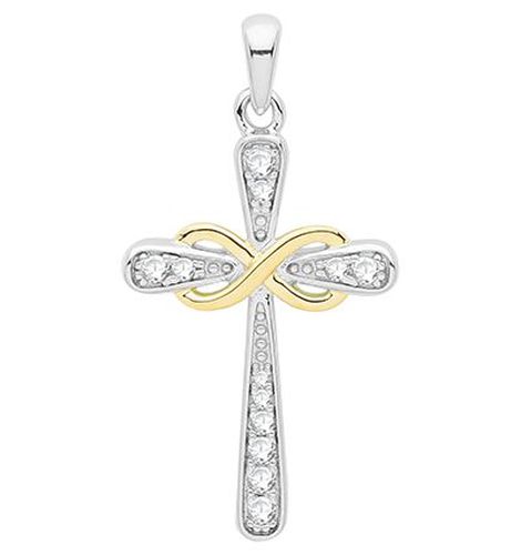 G61069 Silver Rhodium Plated Gold Cross Jewellery - James Moore TH - Modalova