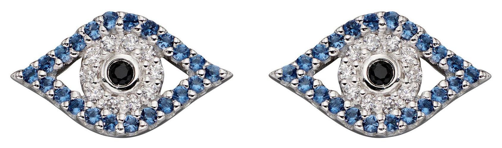 E6007 Evil Eye Cubic Zirconia Stud Earrings Jewellery - Elements Silver - Modalova