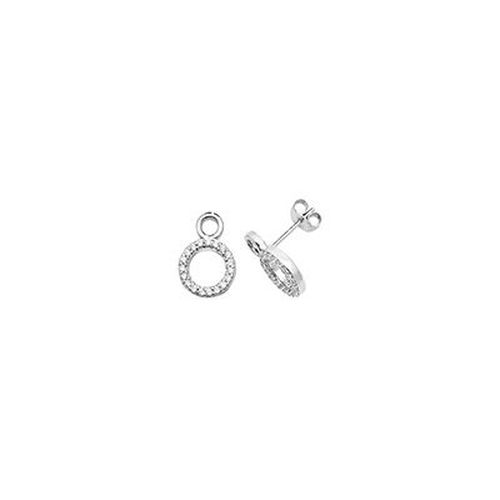 G51156 Silver Double Circle CZ Stud Earrings Jewellery - James Moore TH - Modalova