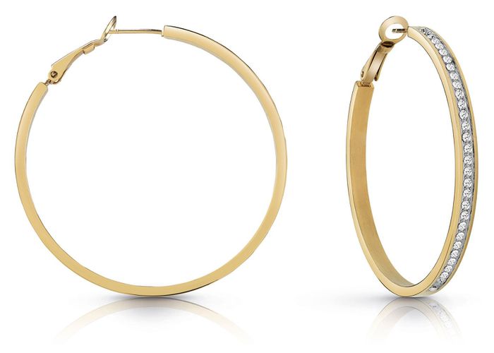 JUBE02247JWYGT/U Gold Plated 50mm Clear Crystal Hoop Jewellery - Guess - Modalova