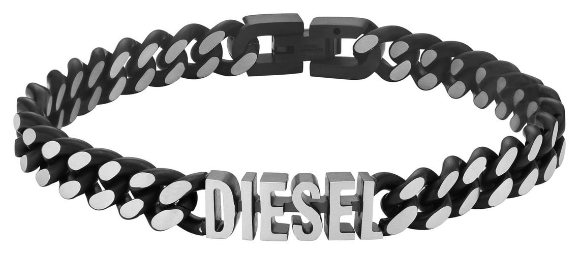 DX1386040 Men's Font Logo Black Stainless Jewellery - Diesel - Modalova