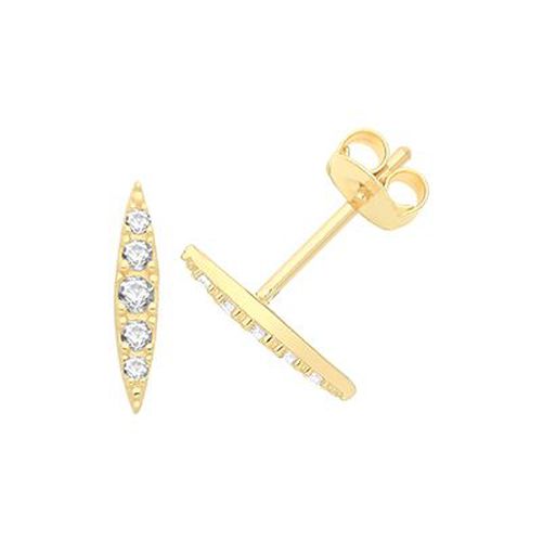 ES1692 9ct Yellow Gold Cz Tapered Studs Jewellery - James Moore TH - Modalova