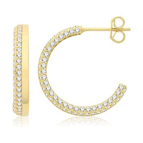 ER1198 9CT YEL GOLD HALF HOOP CZ EARRINGS Jewellery - James Moore TH - Modalova