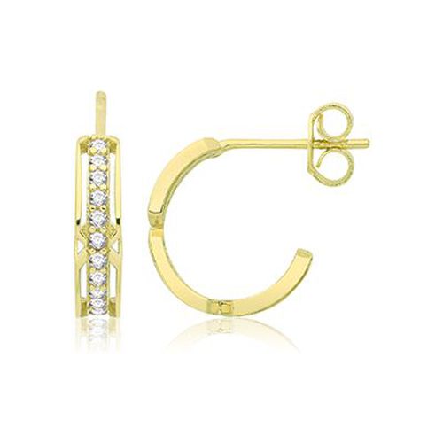 ER1197 9CT YEL GOLD HALF HOOP CZ EARRINGS Jewellery - James Moore TH - Modalova