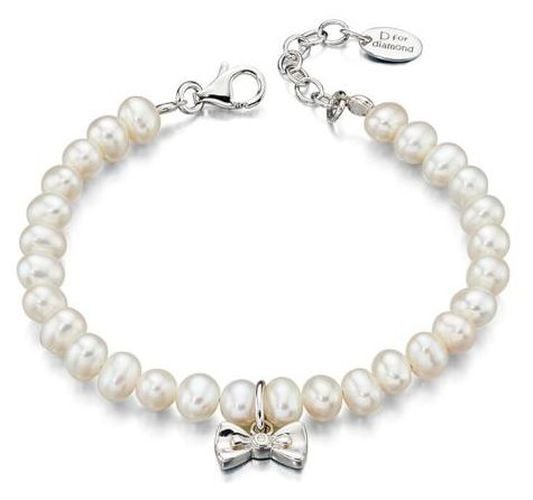 B4890 Childrens Shell Pearl And Bow Charm Jewellery - Elements Silver - Modalova