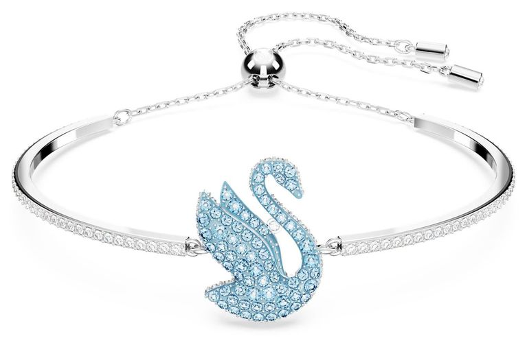 Iconic Swan Bangle Bracelet Rhodium Plated Jewellery - Swarovski - Modalova