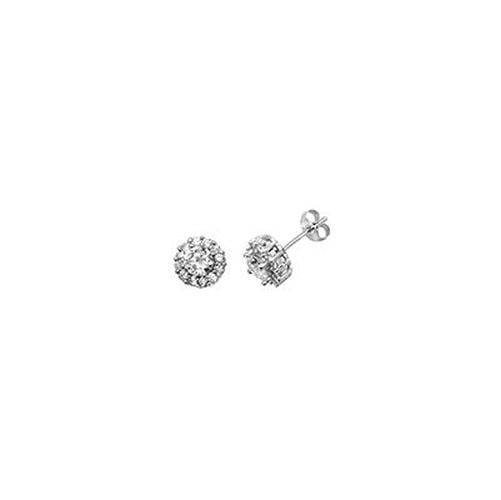 G51035 Silver CZ Halo Studs Jewellery - James Moore TH - Modalova