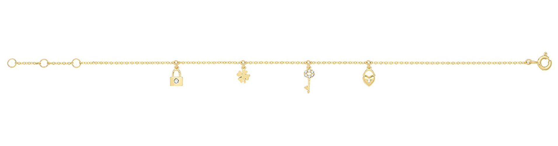 BR652 Ladies 9ct Yellow Gold CZ Charms Chain Jewellery - James Moore TH - Modalova