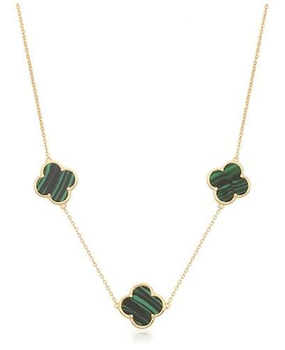 G3415GP SILVER Y/G PLATED MALACHITE CLOVER Jewellery - James Moore TH - Modalova