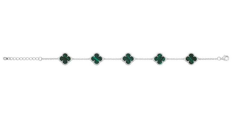 G2720 Silver Green Clover leaf Bracelet Jewellery - James Moore TH - Modalova