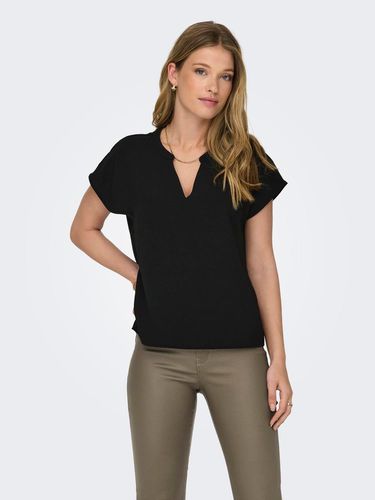 Solid Colored V-neck Top - ONLY - Modalova