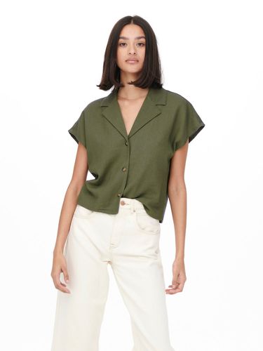 Cropped Short Sleeved Linen Shirt - ONLY - Modalova