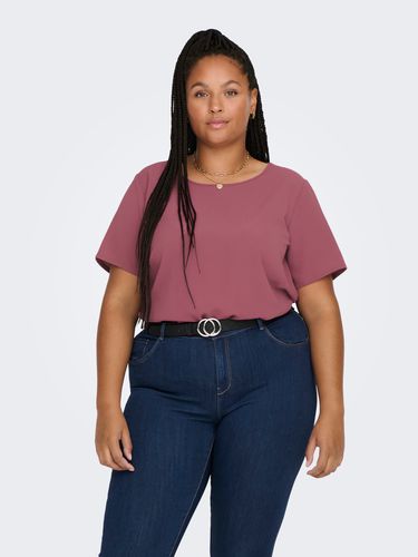 Curvy Solid Colored Short Sleeved Top - ONLY - Modalova