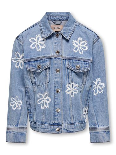 Denim Jacket With Flower Print - ONLY - Modalova